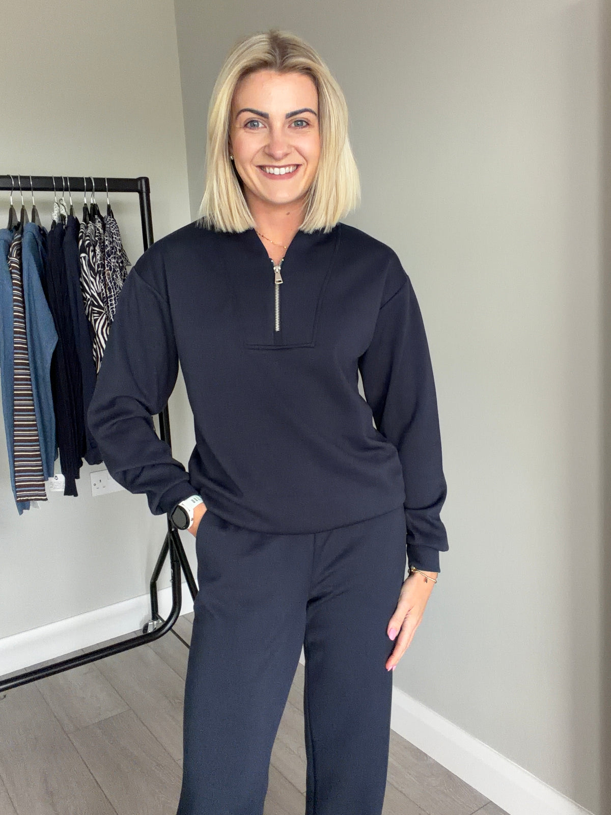 B.Young BYpusti Dark Sapphire Zip Sweat