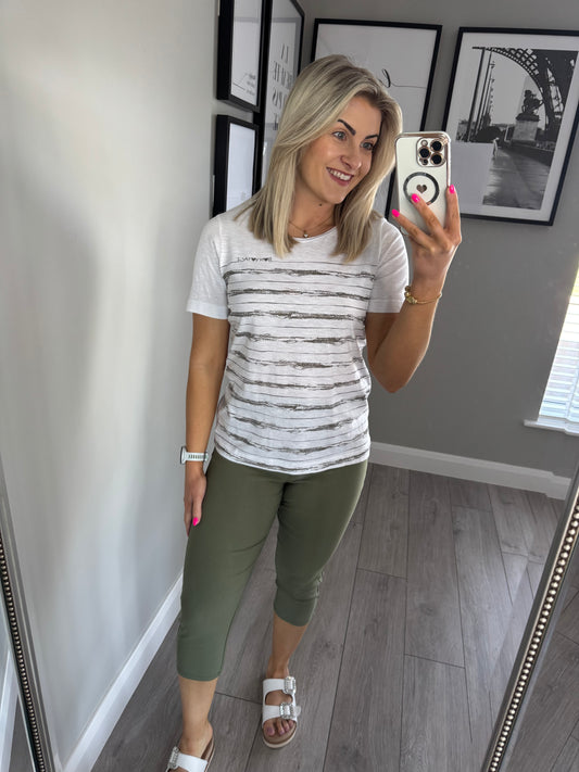 Freequent Khaki Elasticated Crops