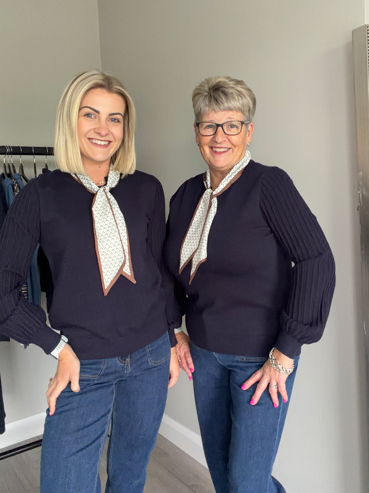 Navy Ribbed Scarf Jumper