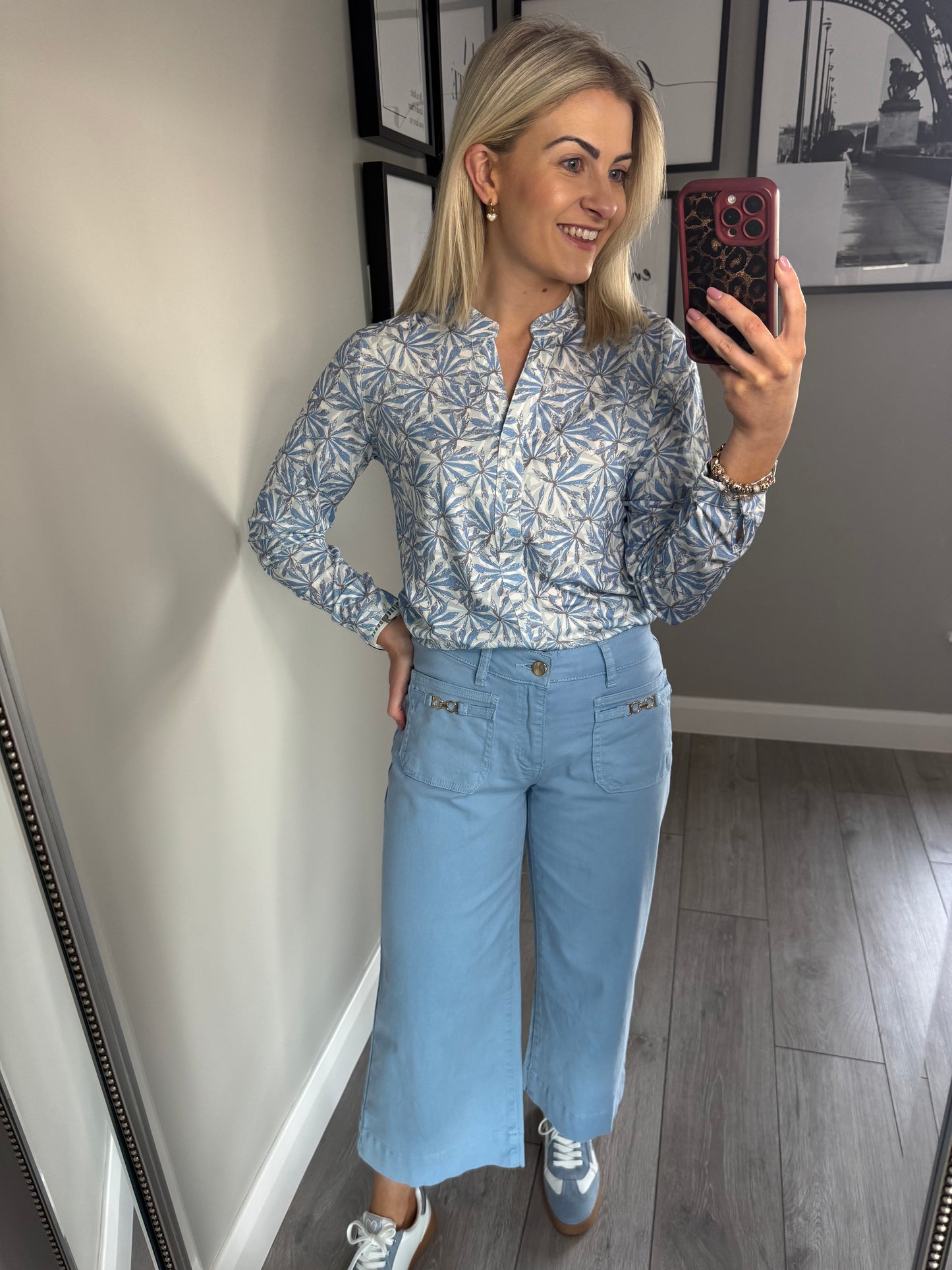 Blue Wide Leg Crops