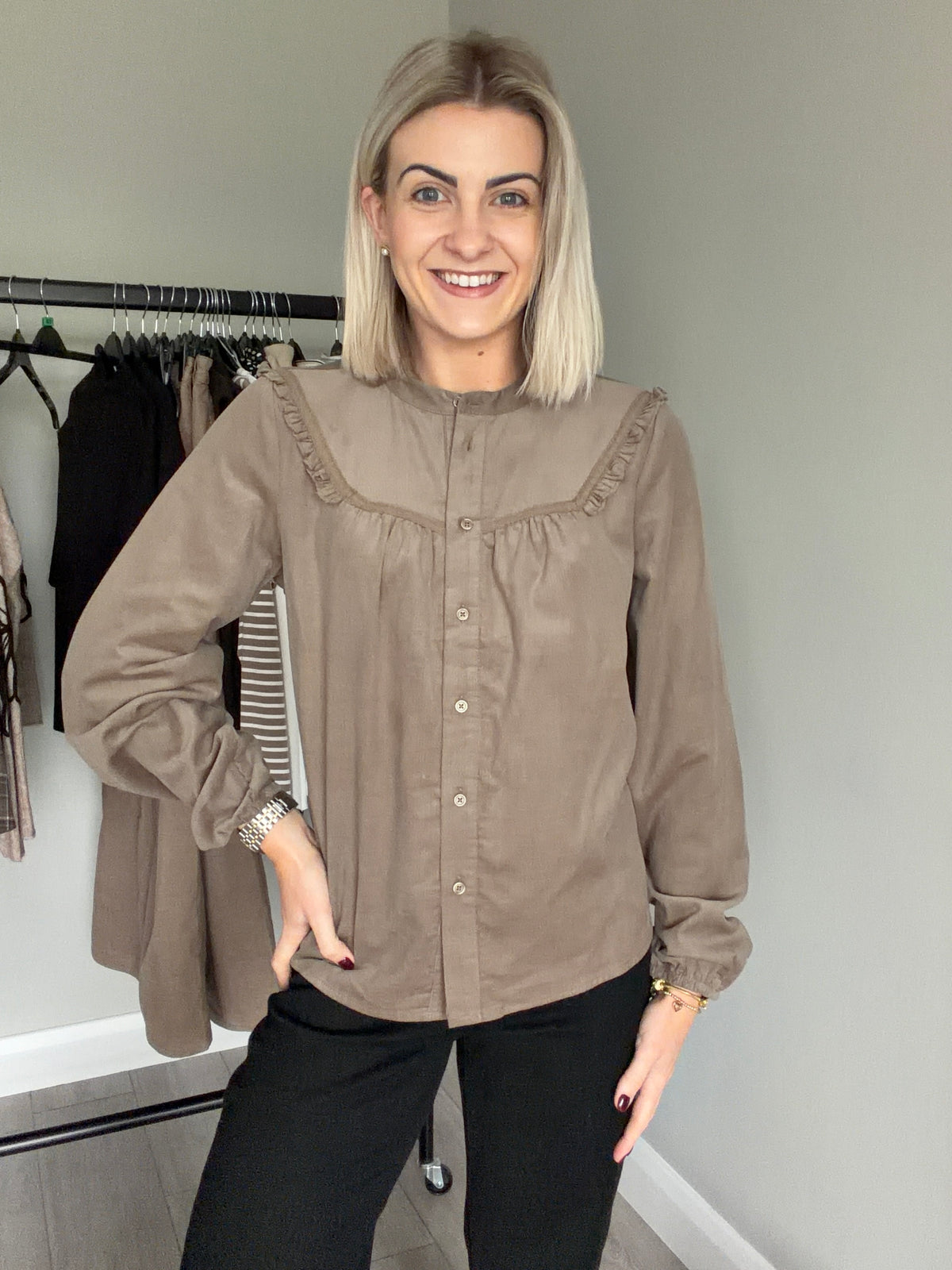Kaffe KAfanny Desert Taupe Cord Blouse