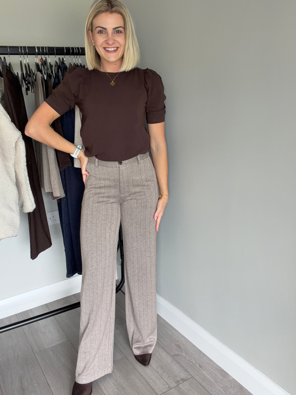 Freequent Mole Herringbone Smart Trousers