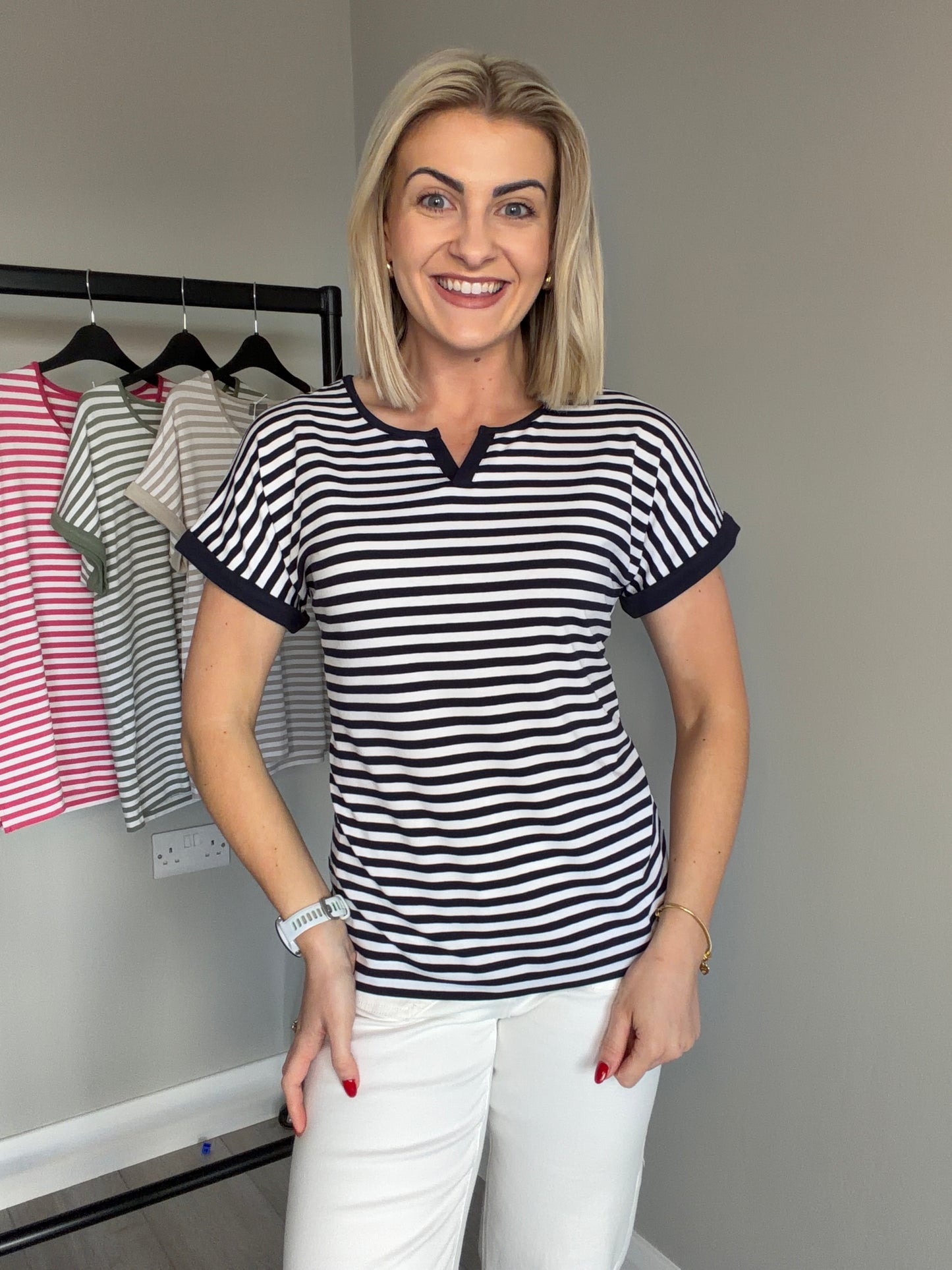 Navy/White Striped Tee