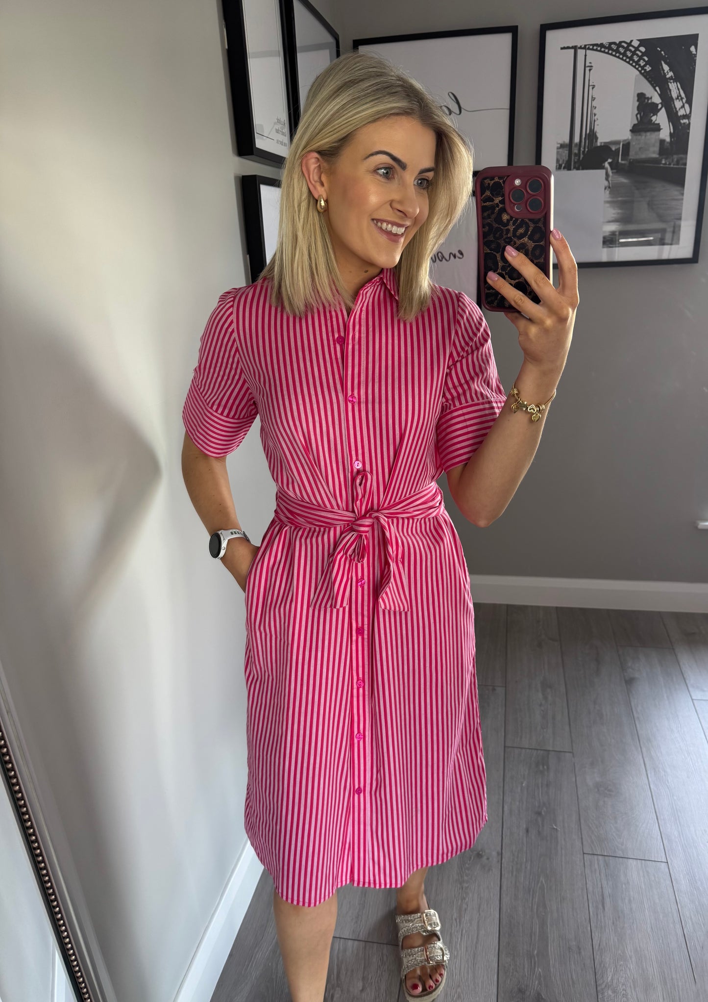 Rant & Rave Alicia Pink Shirt Dress