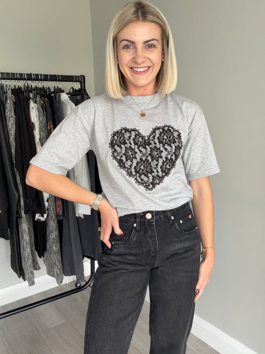 Kaffe KAgloria Grey Lace T-Shirt