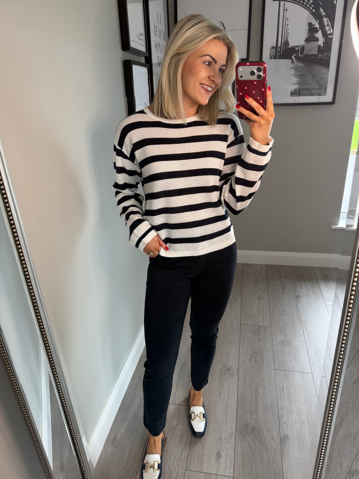 Freequent Navy/White Stripe Jumper