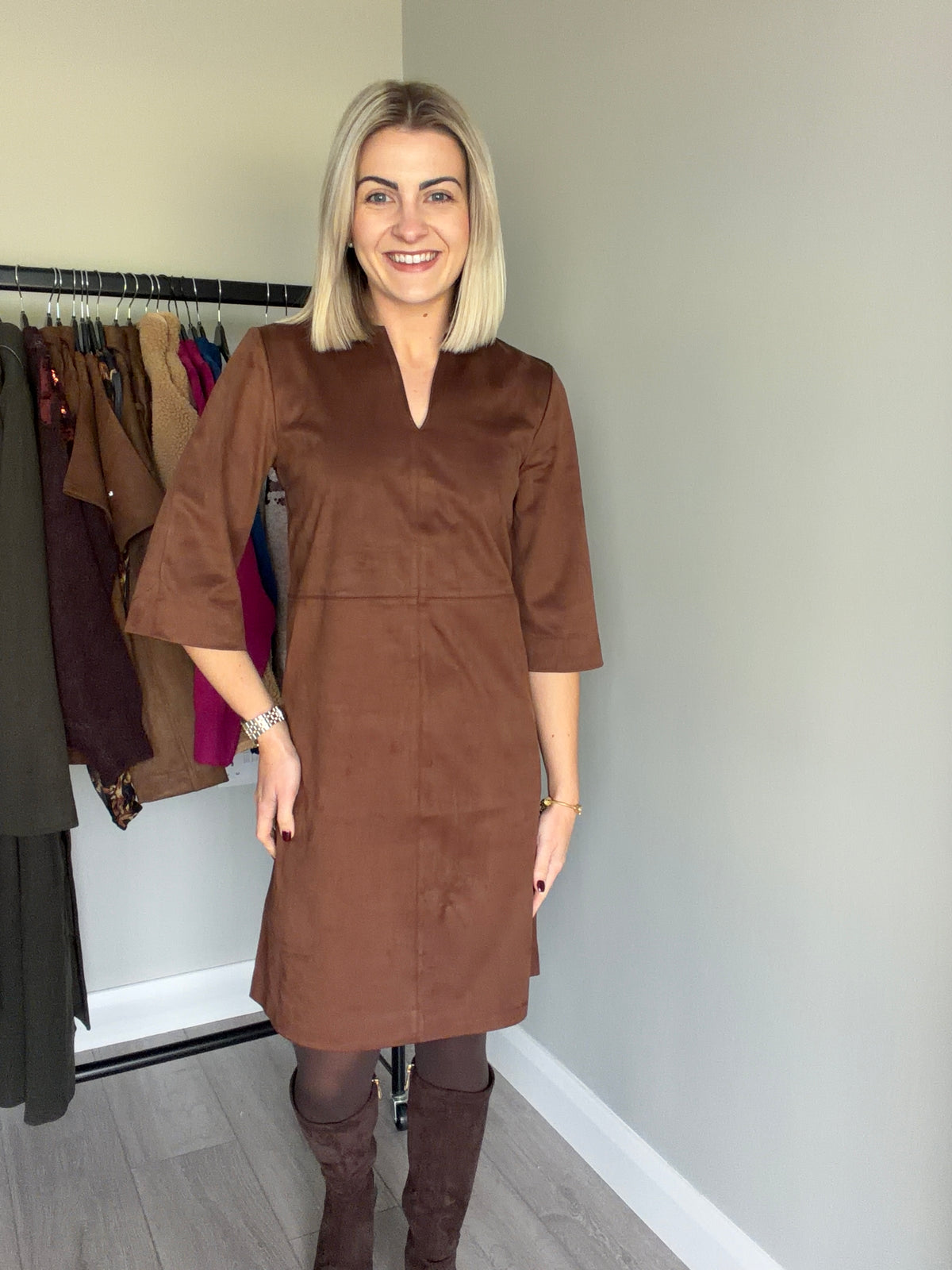 B.Young BYrosetta Tan Suede Dress