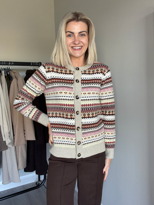 Beige Fairisle Cardigan