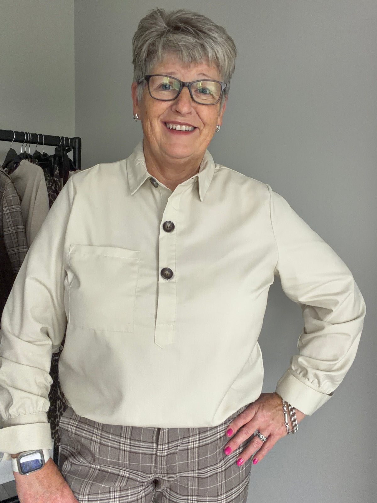 Freequent Moonbeam Button Blouse