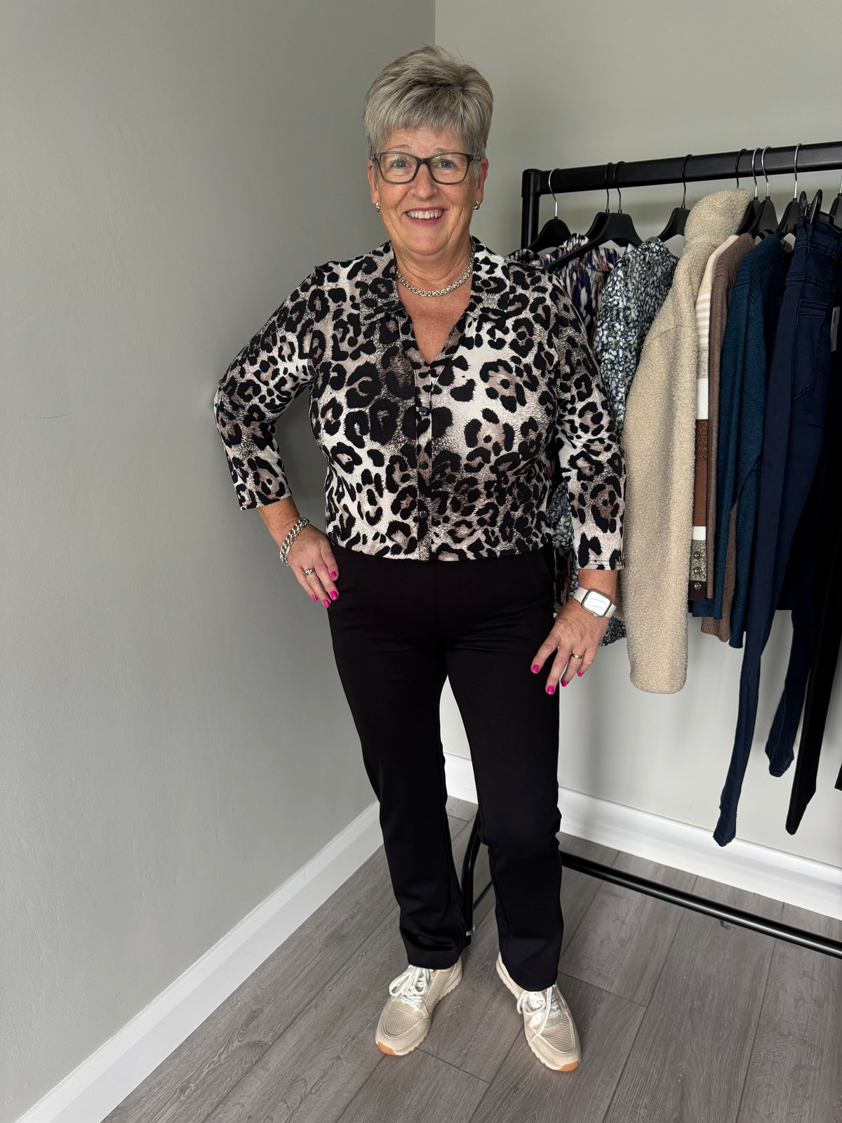 Claudia C Beige Leopard Blouse