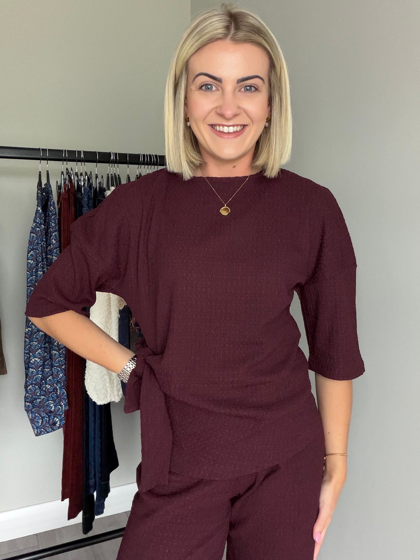 Rant & Rave Freya Textured Chocolate Plum Co-ord