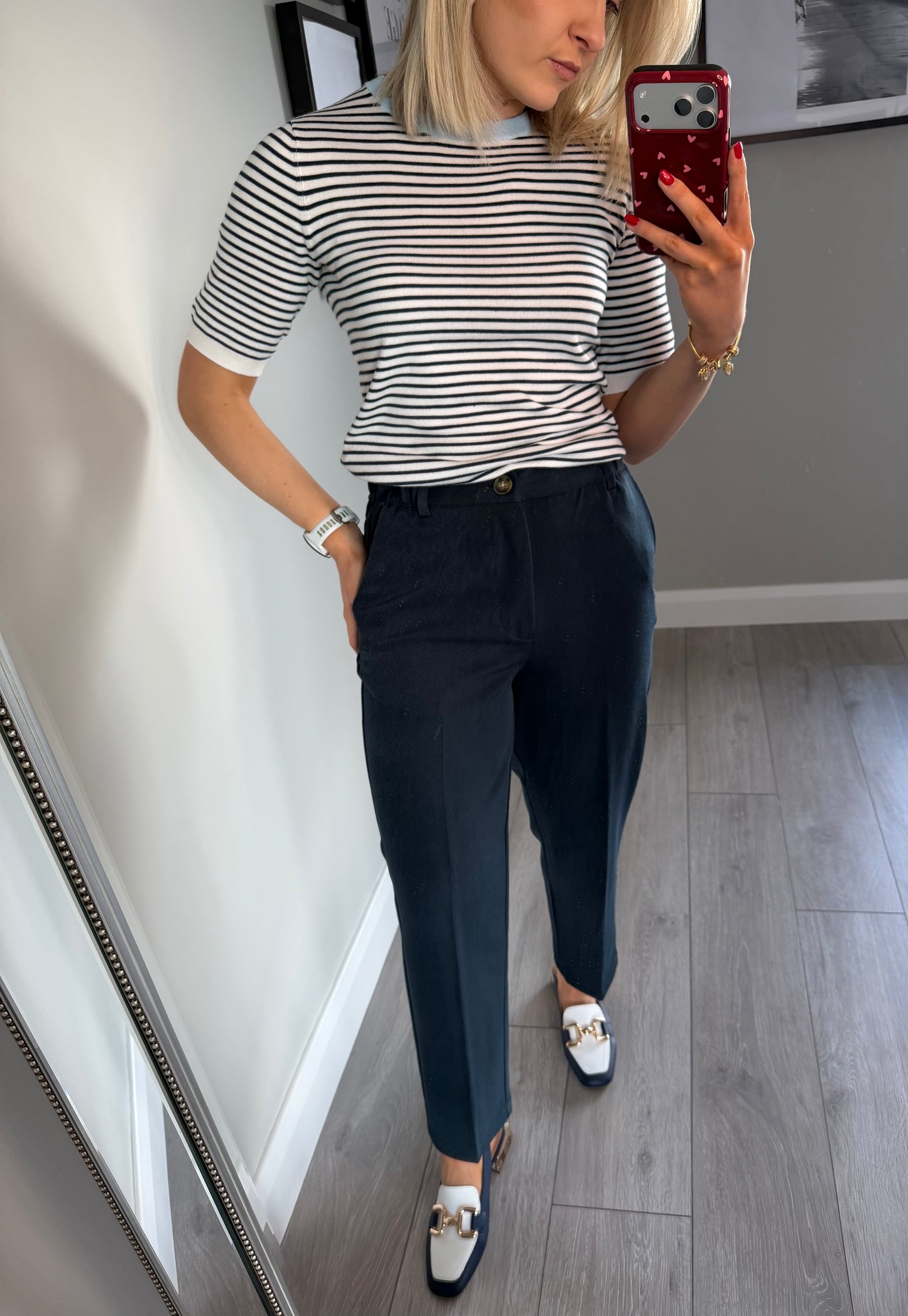 Kaffe KAheather Midnight Marine Elasticated Cropped Trousers