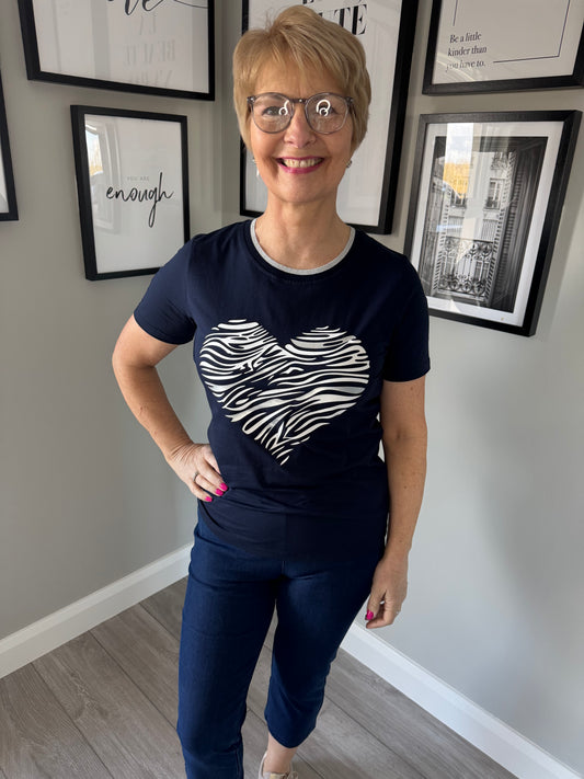 Claudia C Navy/Silver Tee