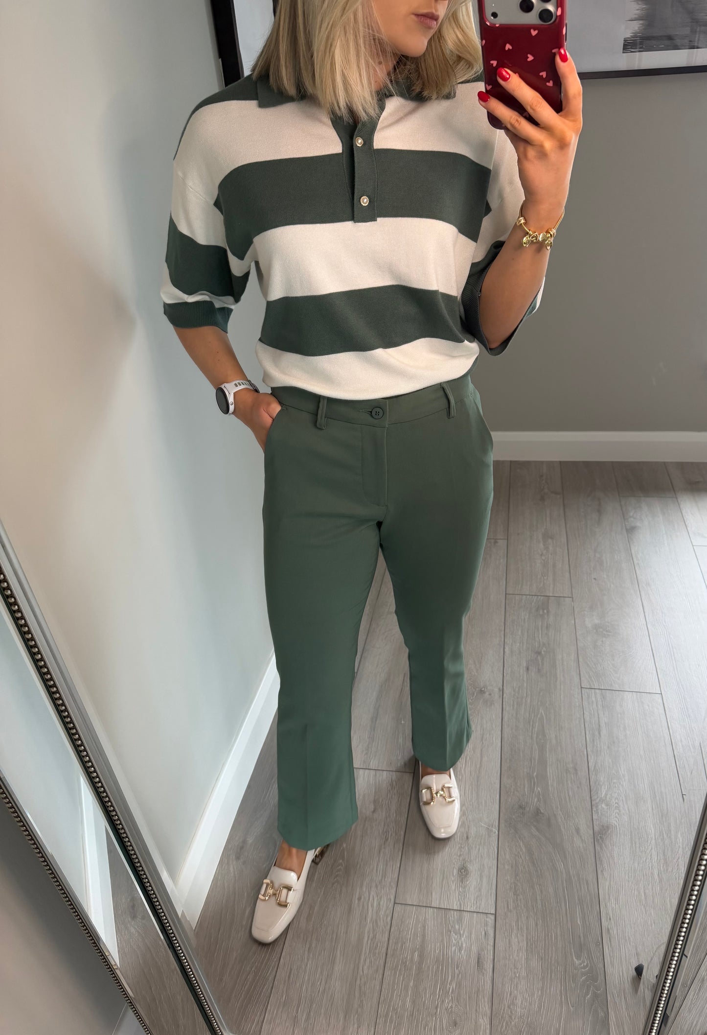 Freequent Forest Green Bootcut Trousers