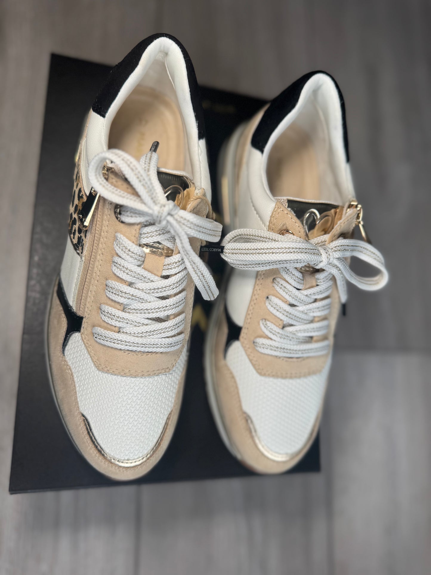 Marco Tozzi White/Beige/Leopard Trainer