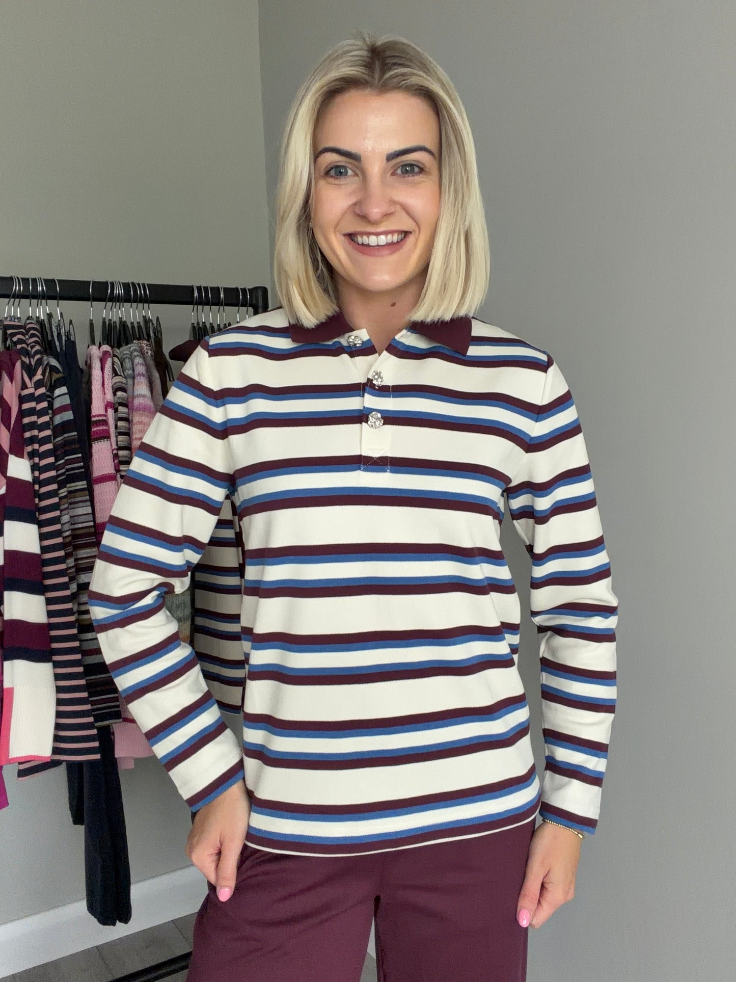 B.Young BYpelda Fig Stripe Polo