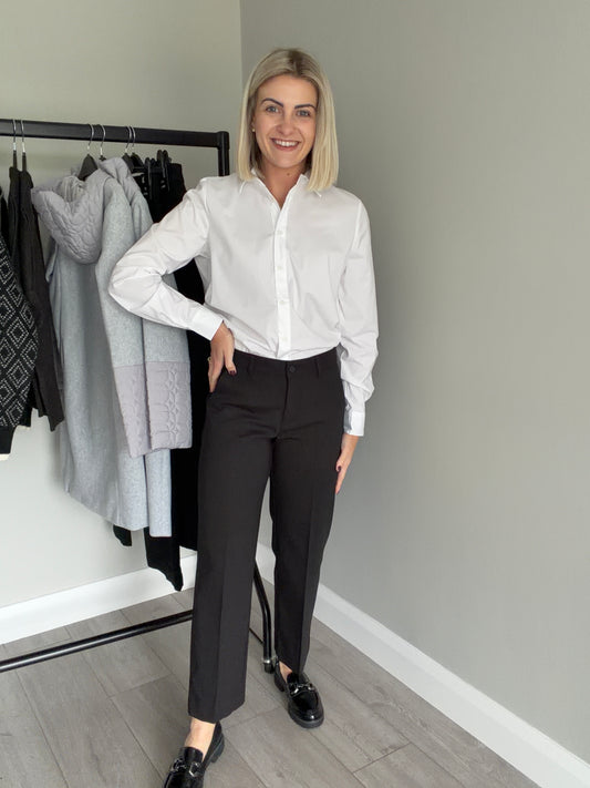 Freequent Black Cropped Smart Trousers