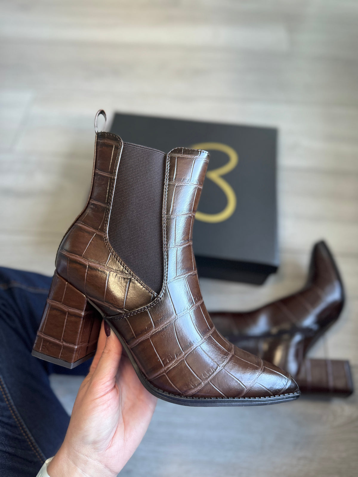 Marco Tozzi Cafe Croco Heeled Boot