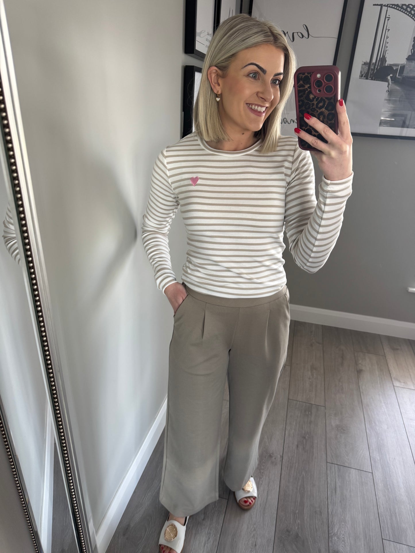B.Young BYrizetta Beige Wide Leg Pants