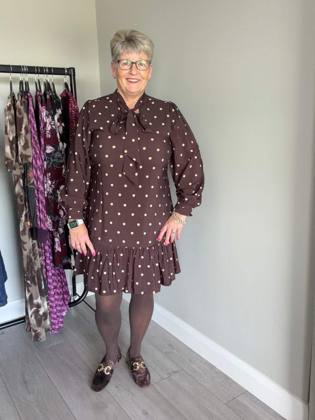 Rant & Rave Annabelle Brown Dot Dress