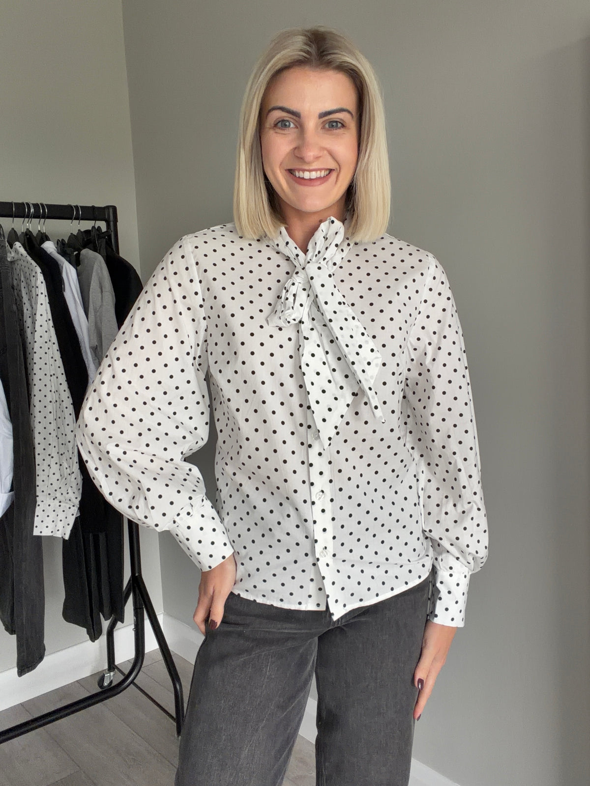 Kaffe Kamilly White Polka Tie Shirt