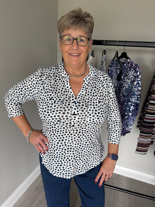 Emreco Navy/White 3/4 Blouse