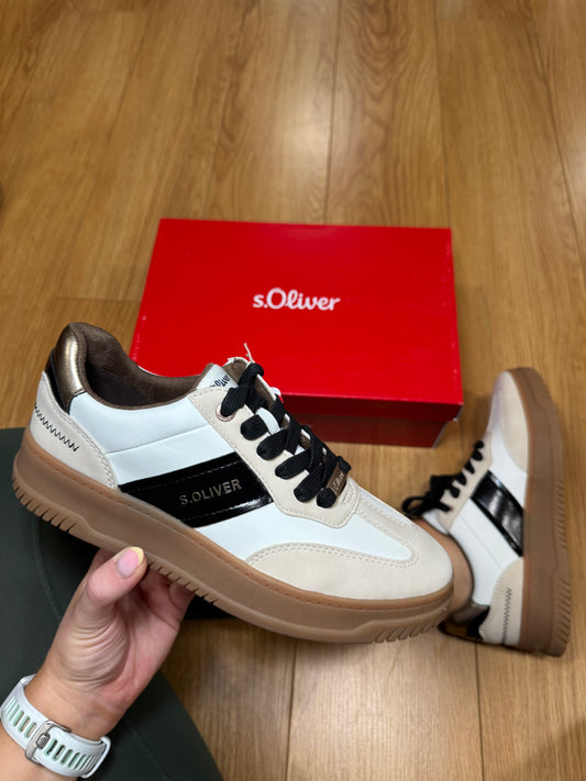 S.Oliver Beige/Black Comb Trainer
