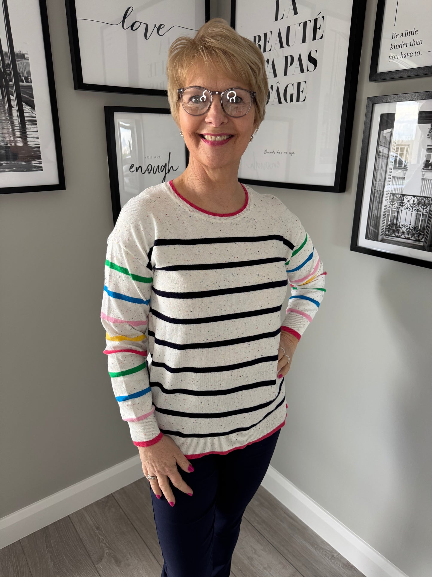 Mudflower Off White Stripe Jumper