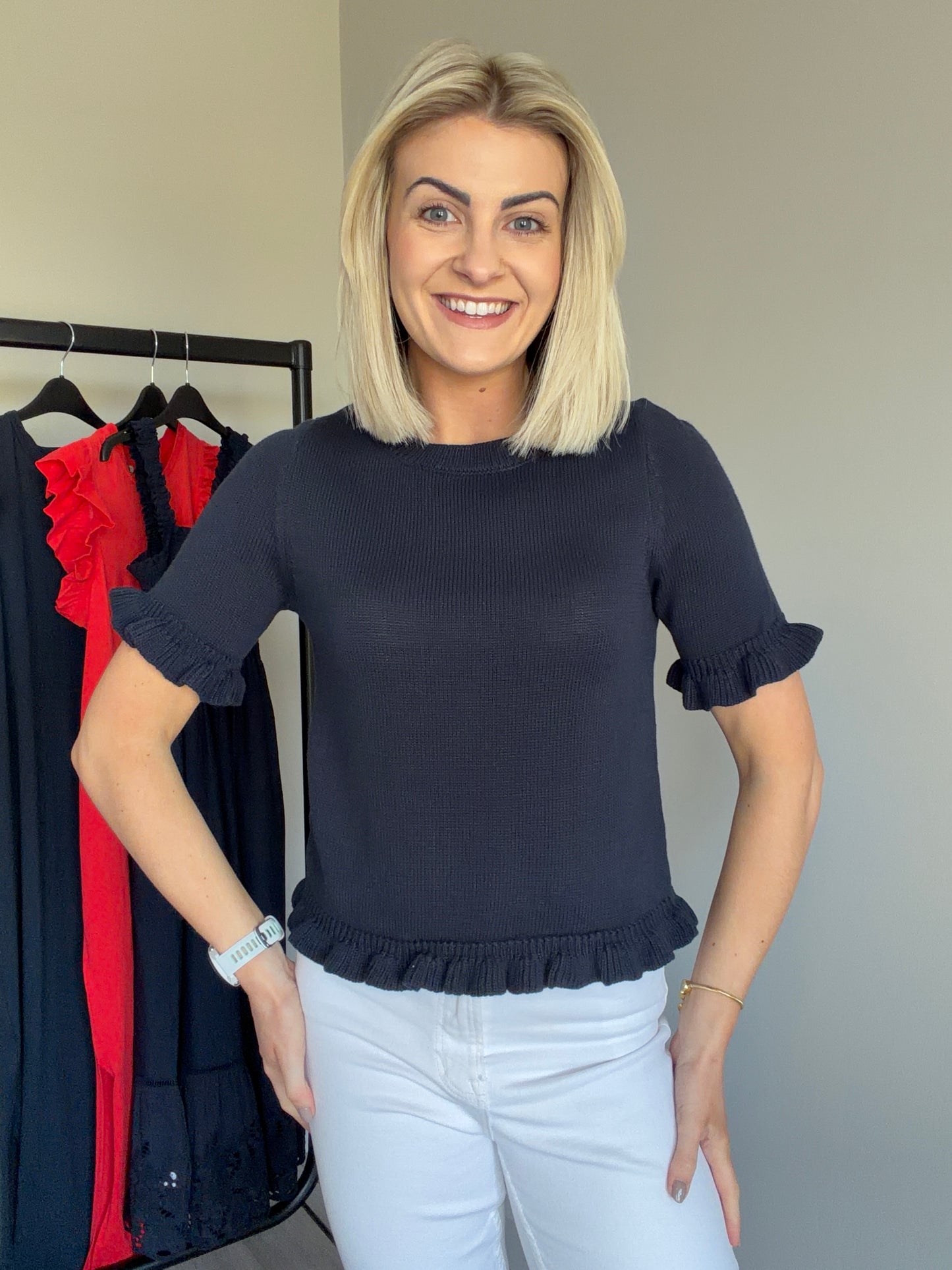 Kaffe KAlindsay Navy Knit Pullover