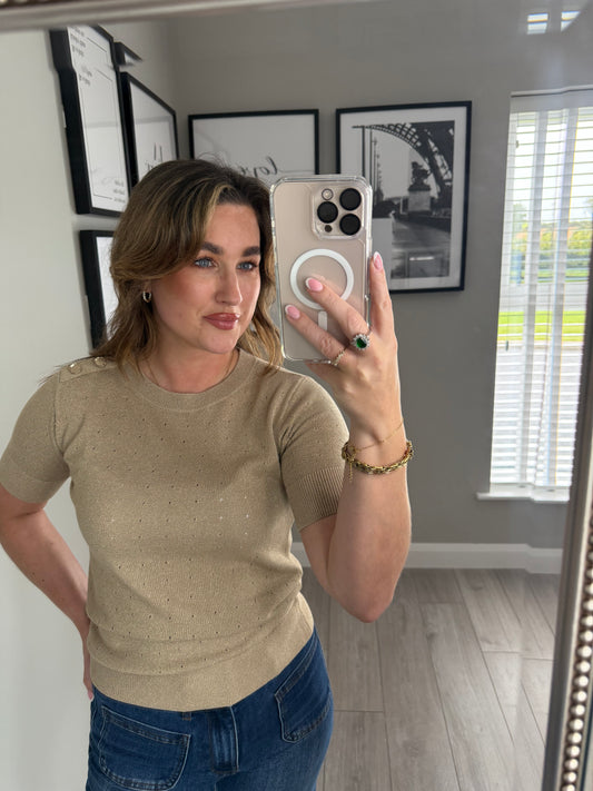 Yest Sand Shimmer S/S Jumper
