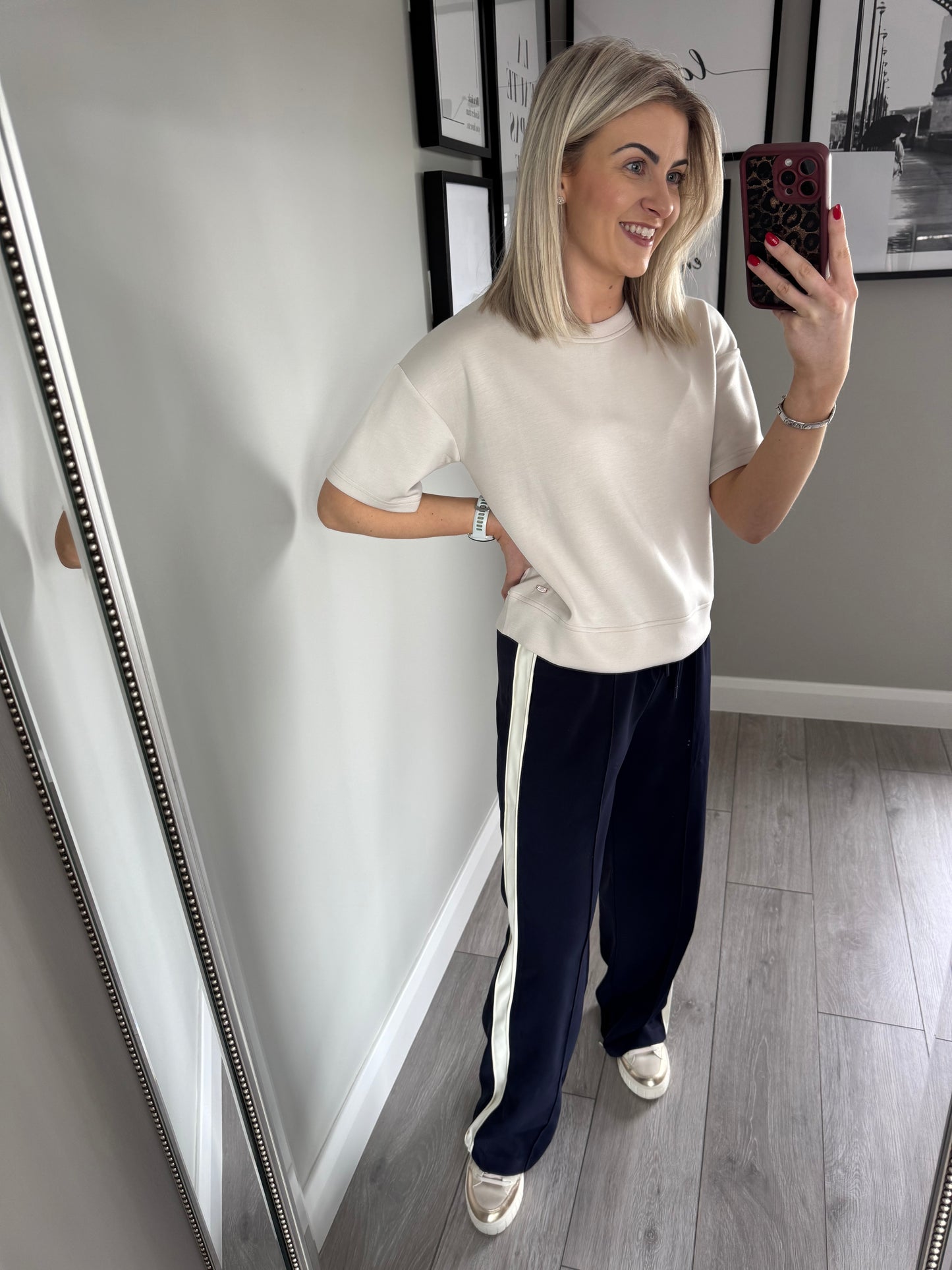 Pinns Navy/Ecru Stripe Trouser