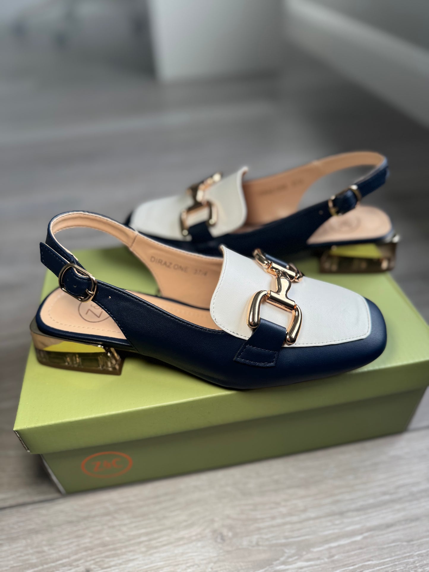 Zanni & Co Diraz Naval Gold Slingback