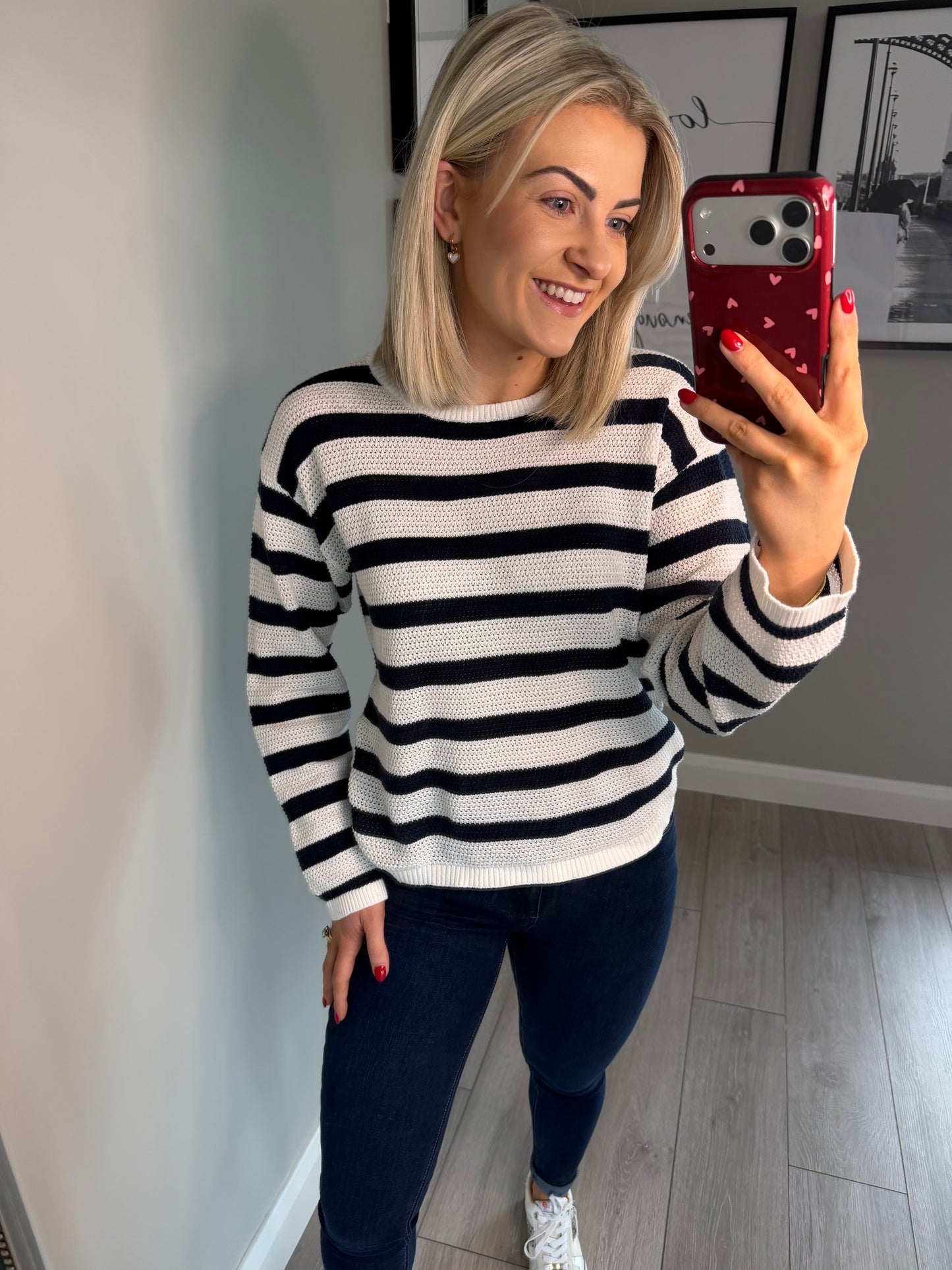 Freequent Navy/White Stripe Jumper