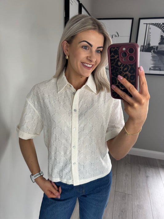 Freequent Cream Lace Shirt