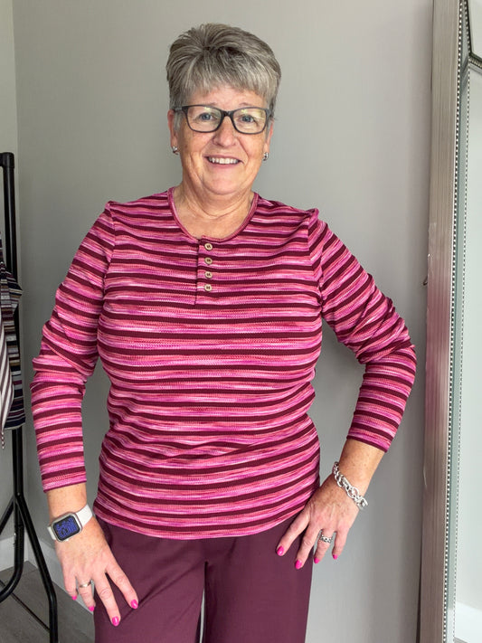 Mudflower Pink Striped Jersey Top
