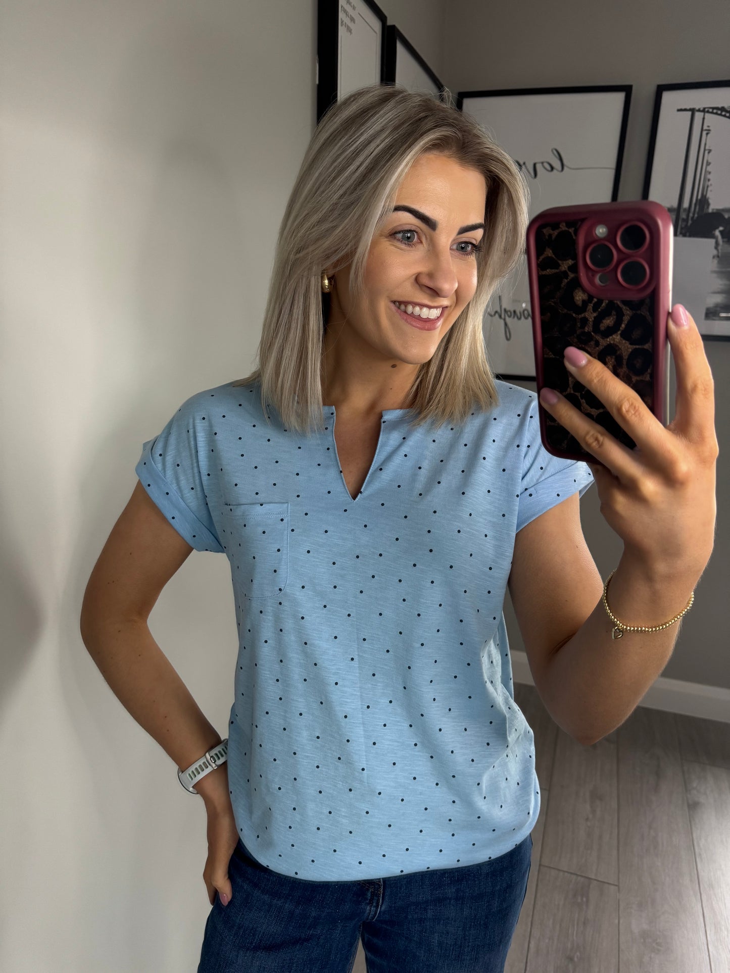 Freequent Blue Bell/Navy Spot Tee