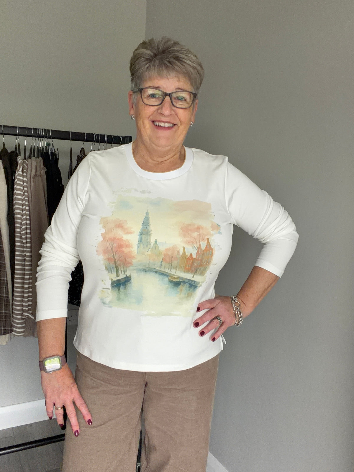 Cream/Gold Print Tee