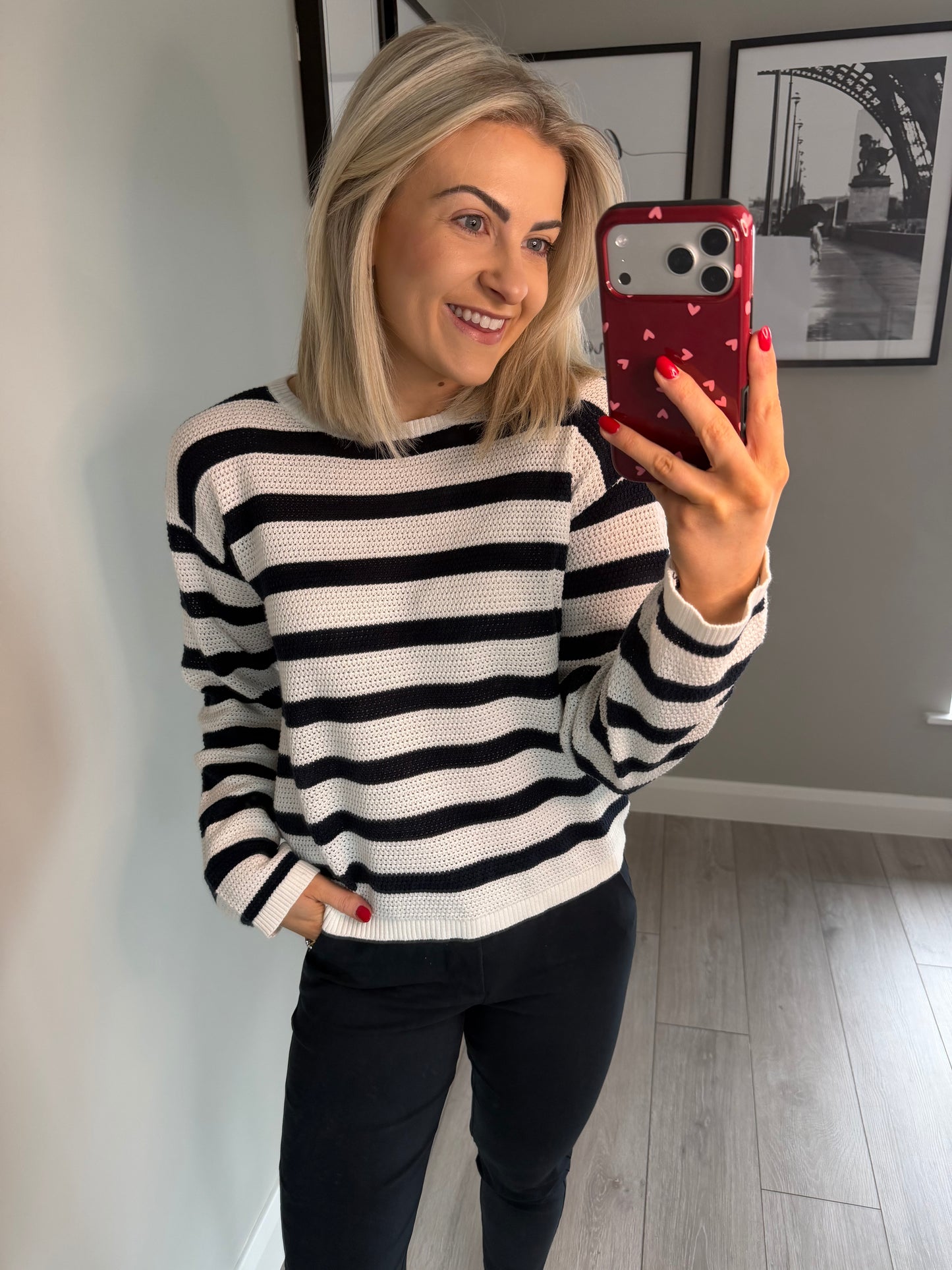 Freequent Navy/White Stripe Jumper
