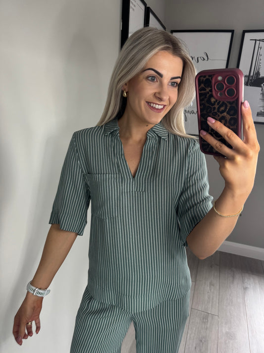 Freequent Forest Pinstripe Top