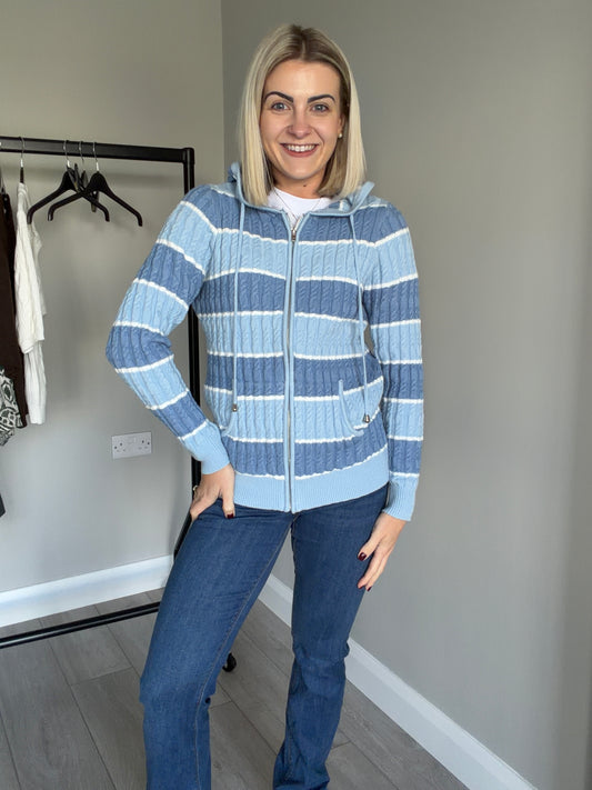 Mudflower Blue Cable Knit Hoody