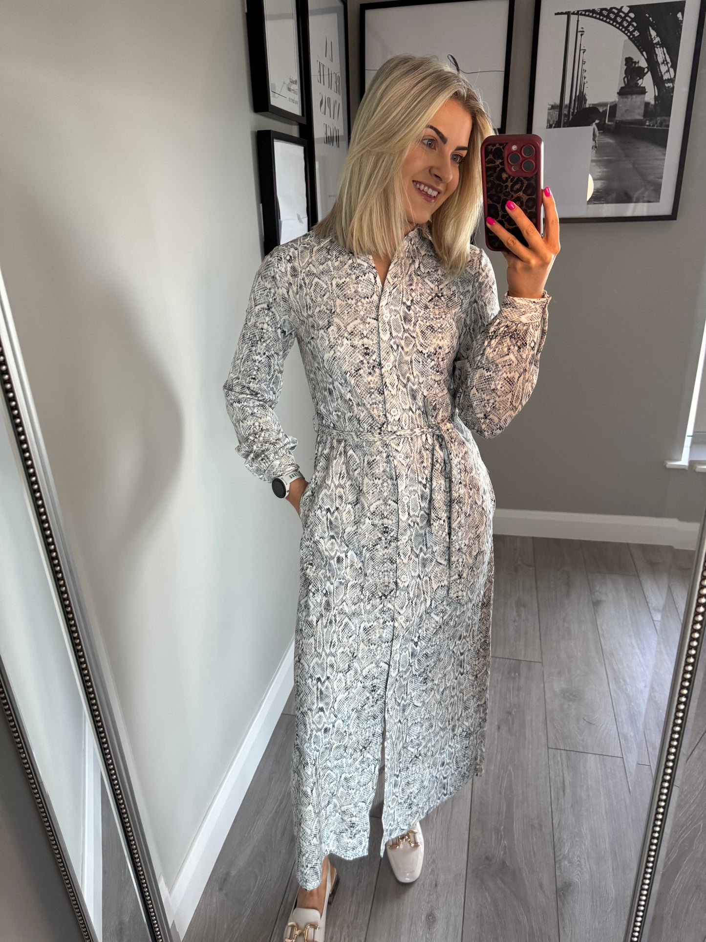 Yest Grey/Black Snake Shirt Dress