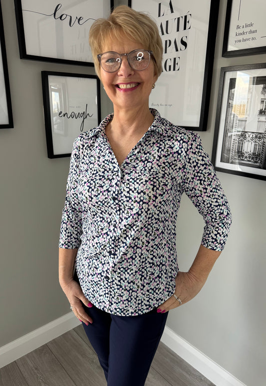 Emreco Navy/Pink 3/4 Blouse