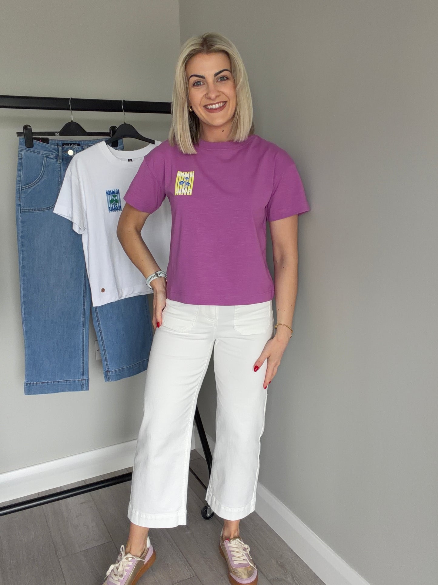 Rant & Rave Enid White Wide Leg Crop Jean