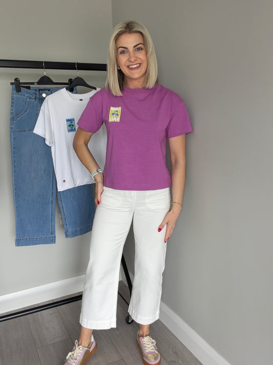 Rant & Rave Enid White Wide Leg Crop Jean