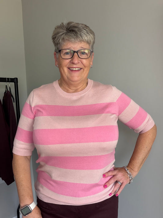 Kaffe KAlizza Mauve/Rose Striped Pullover
