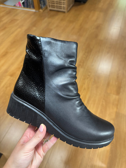 Lotus Adlee Black Wedge Boot