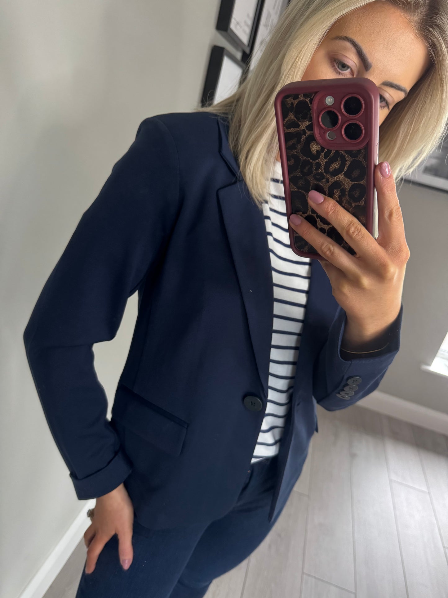 Freequent Navy Jersey Blazer
