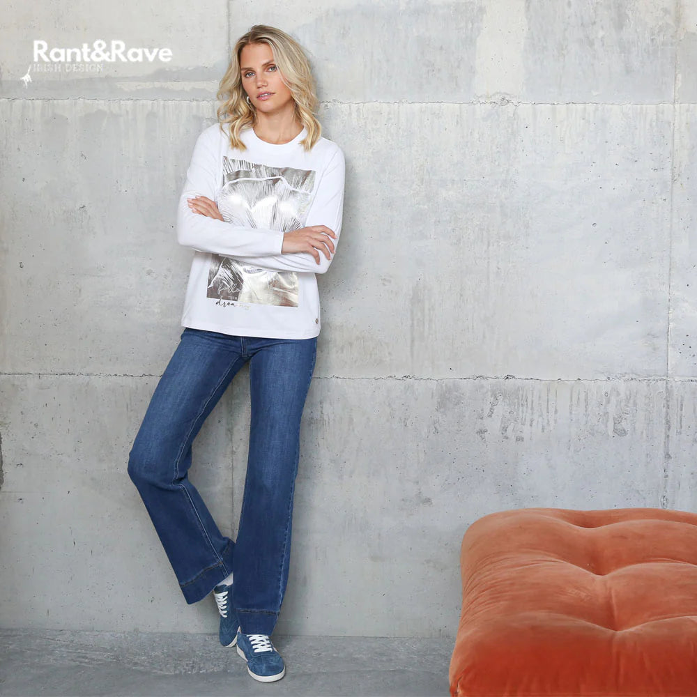 Rant & Rave Cristal Mid Wash Wide Leg Jean