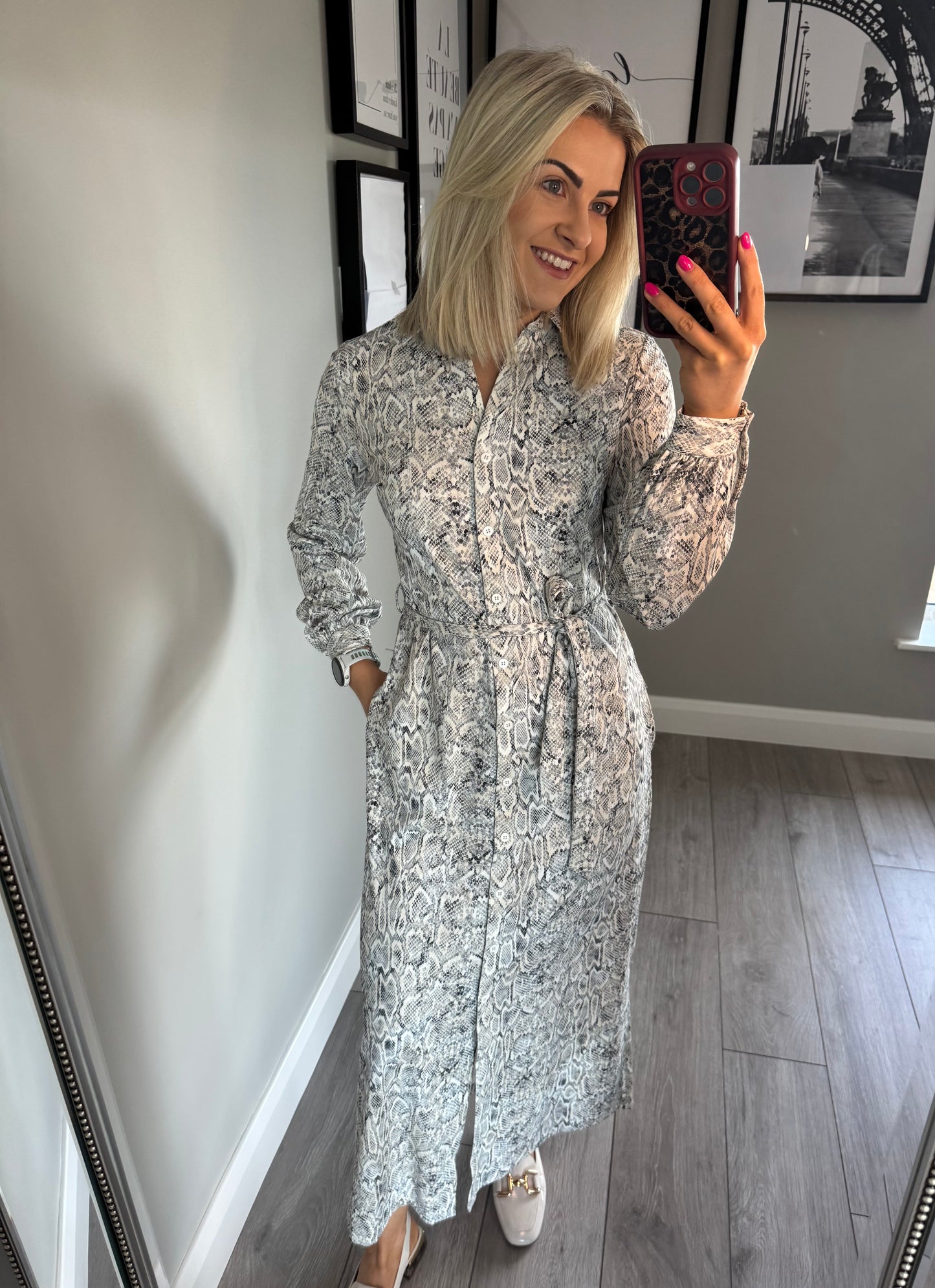 Yest Grey/Black Snake Shirt Dress