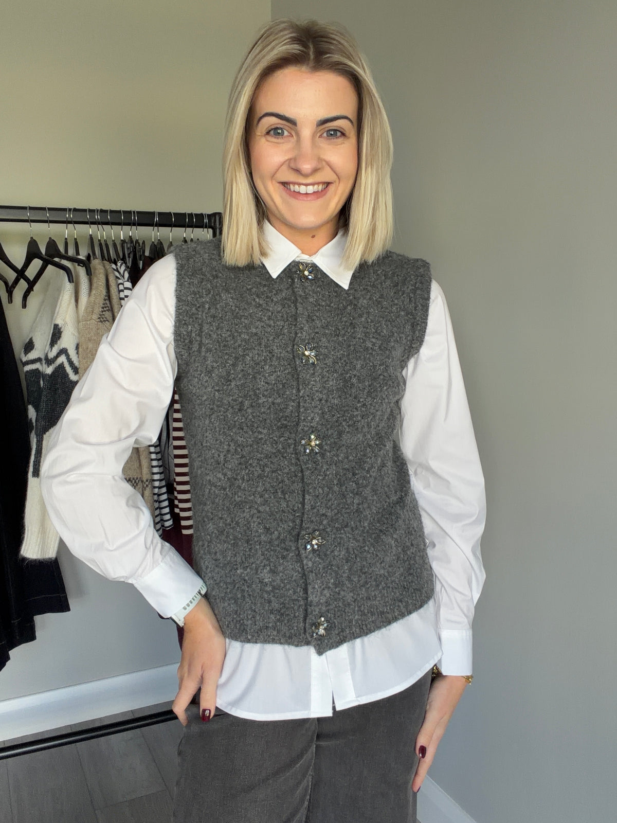 B.Young BYomea Grey Melange Tank Top